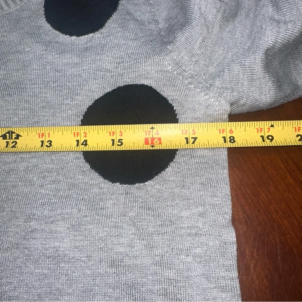 philosophy Women’s Grey With Black Polk Dots Sweater Size Small Rayon‎ And Nylon